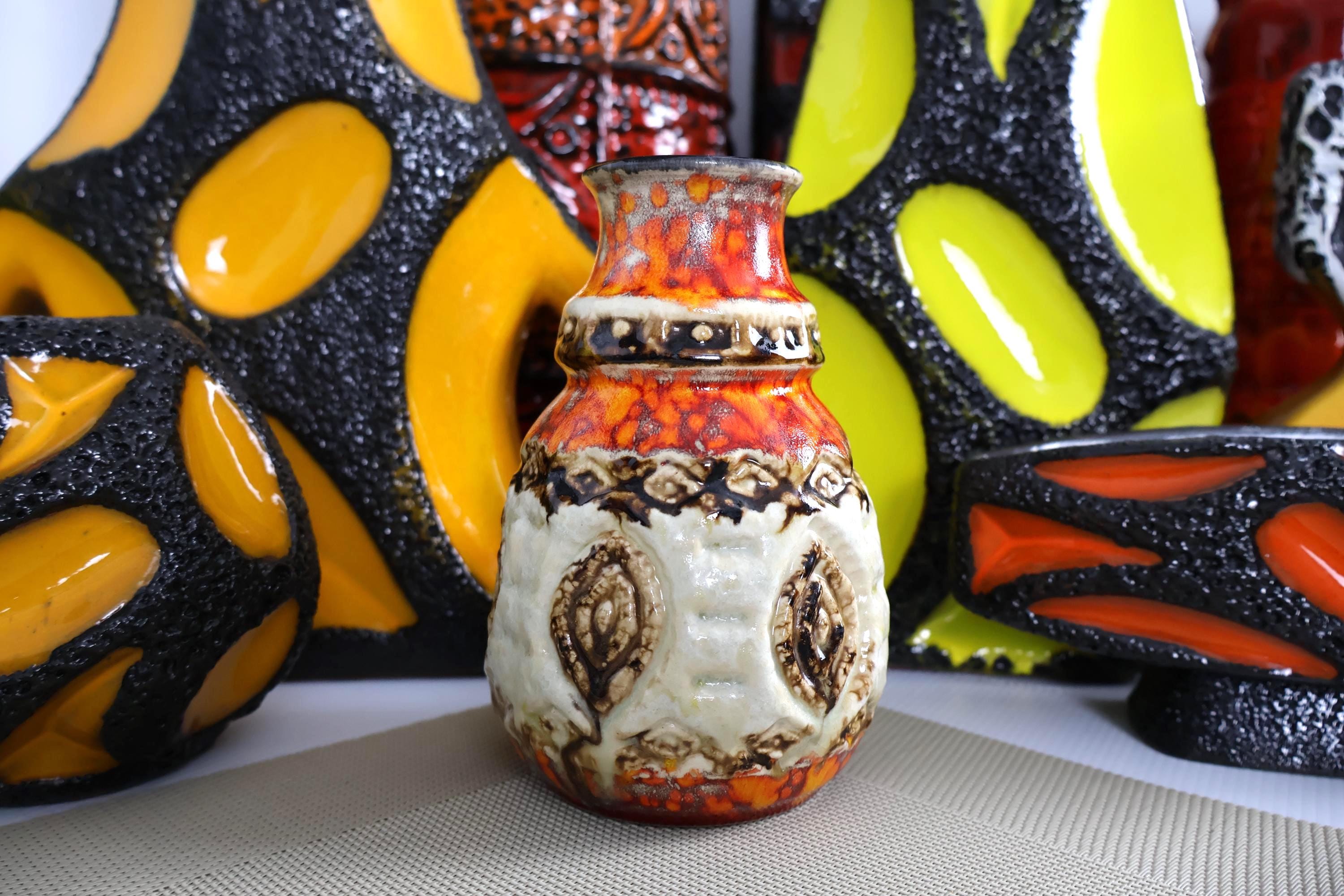 Vintage 1960's Vase, West German Fat Lava Pottery, Retro Mid