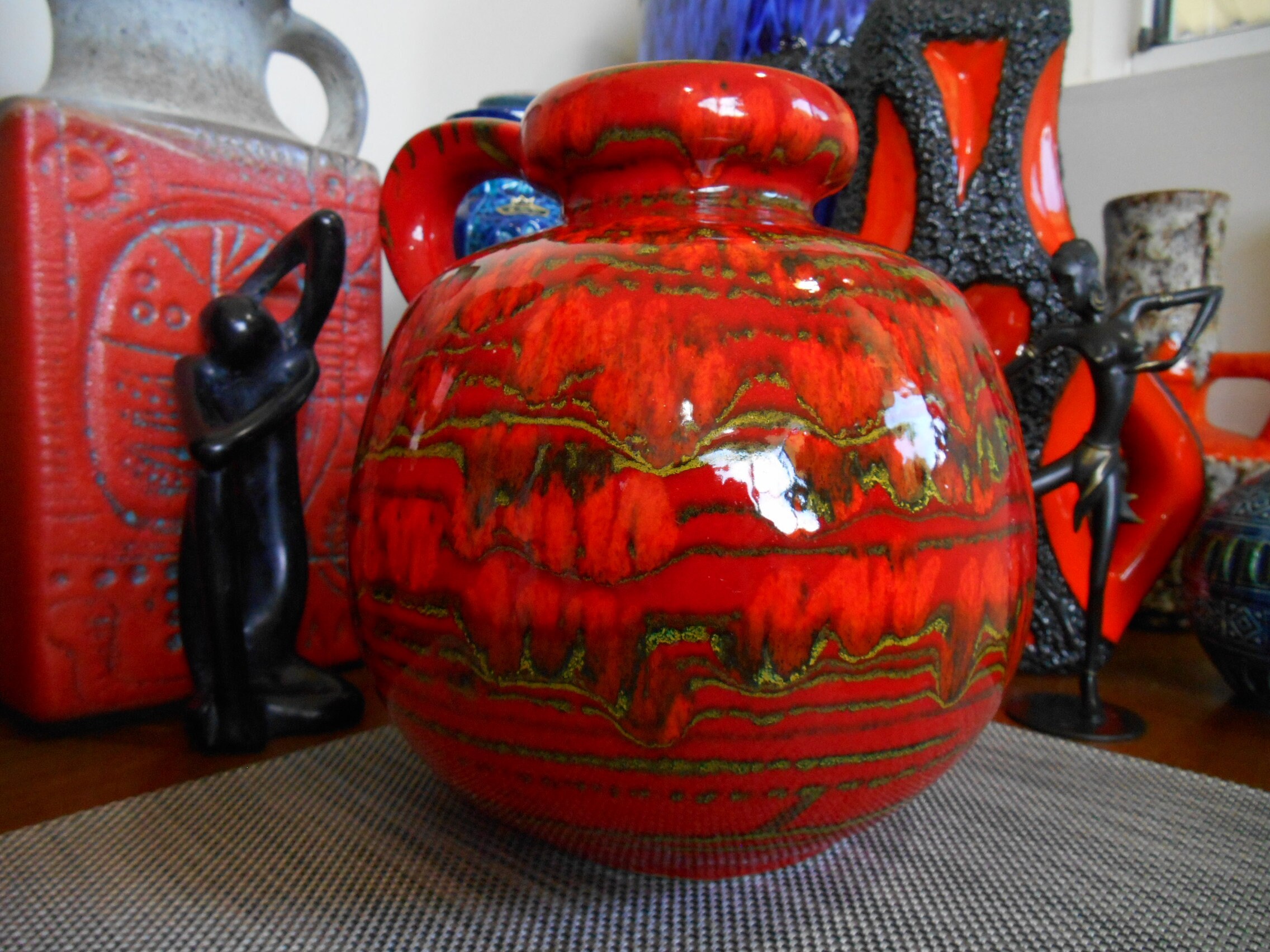 Vintage 1970's Scheurich Vase, West German Pottery, Fat Lava
