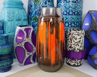 Jarrón de cerámica Scheurich vintage de los años 60, de lava gruesa, para su salón, comedor, cocina o bar.