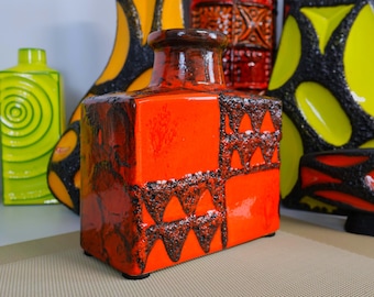 Vintage 1970's Scheurich Vase, West German Fat Lava Pottery, Retro