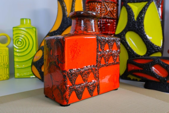 Vintage 1970's Scheurich Vase, West German Fat Lava Pottery, Retro