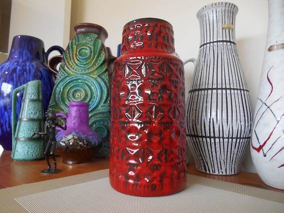 Vintage 1960's Bay Keramik Vase, West German Fat Lava Pottery