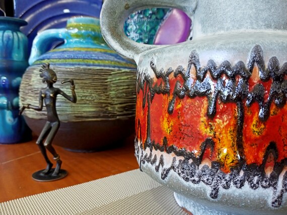Vintage 1960's Vase, Carstens West German Fat Lava Pottery, Retro