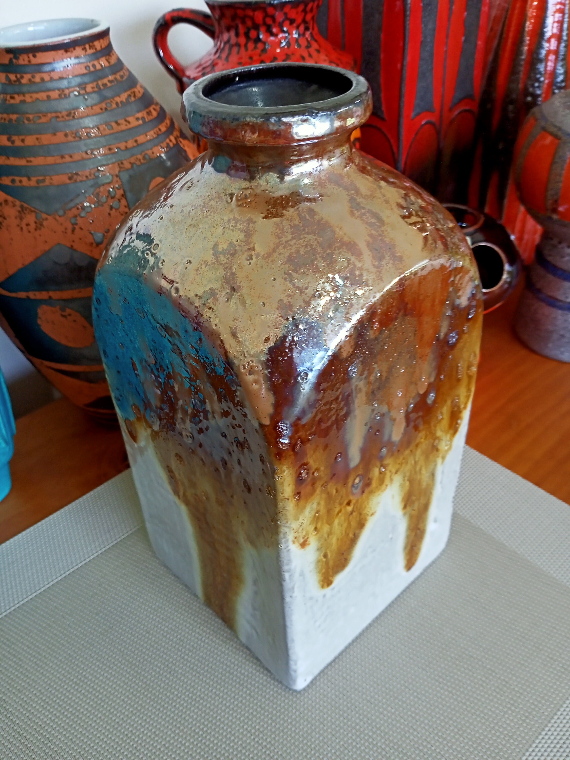1960 年代のヴィンテージ花瓶、西ドイツの溶岩陶器、レトロなミッド