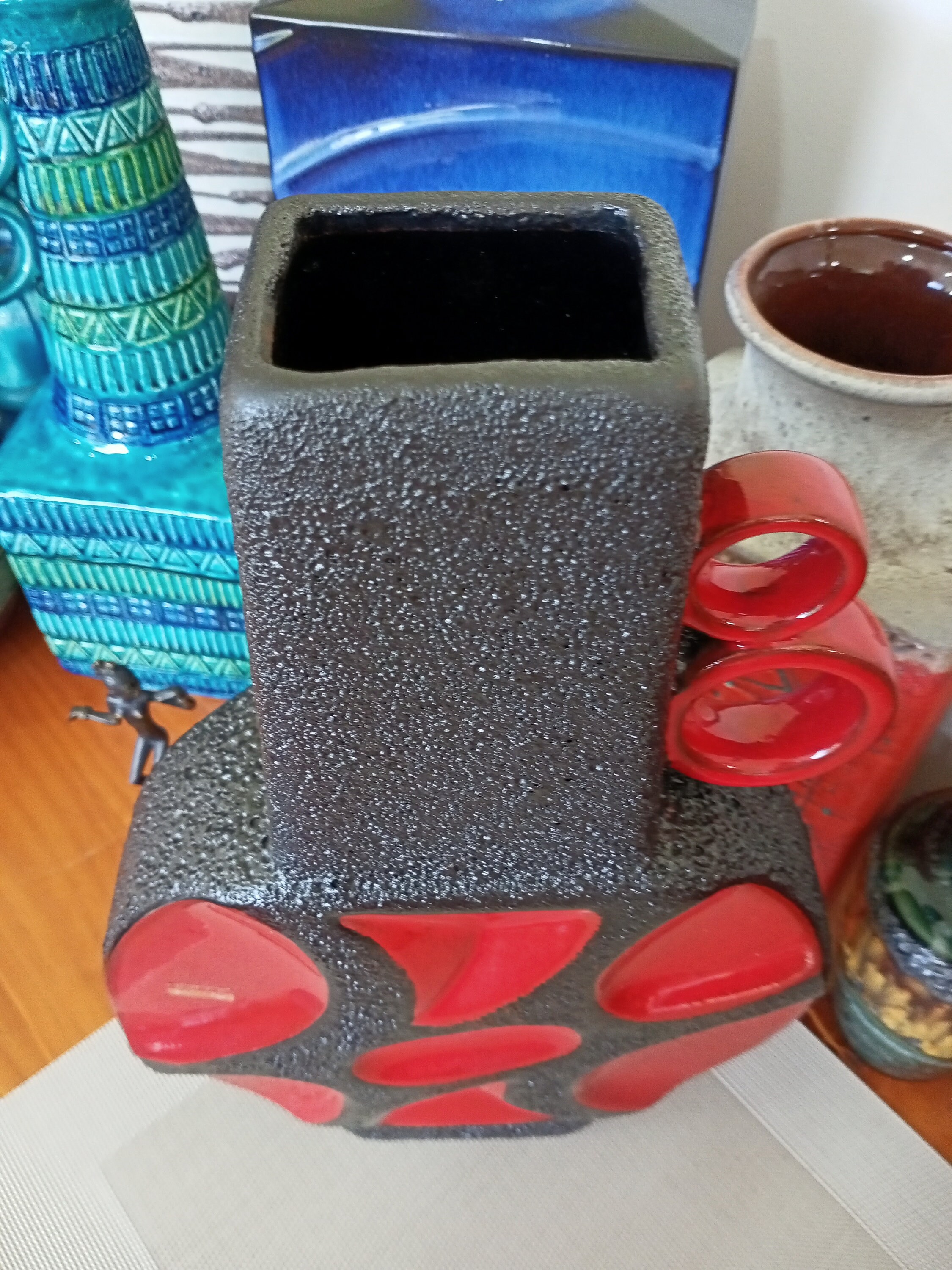 Vintage 1970's Roth Keramik Banjo Vase, Fat Lava Pottery, Retro