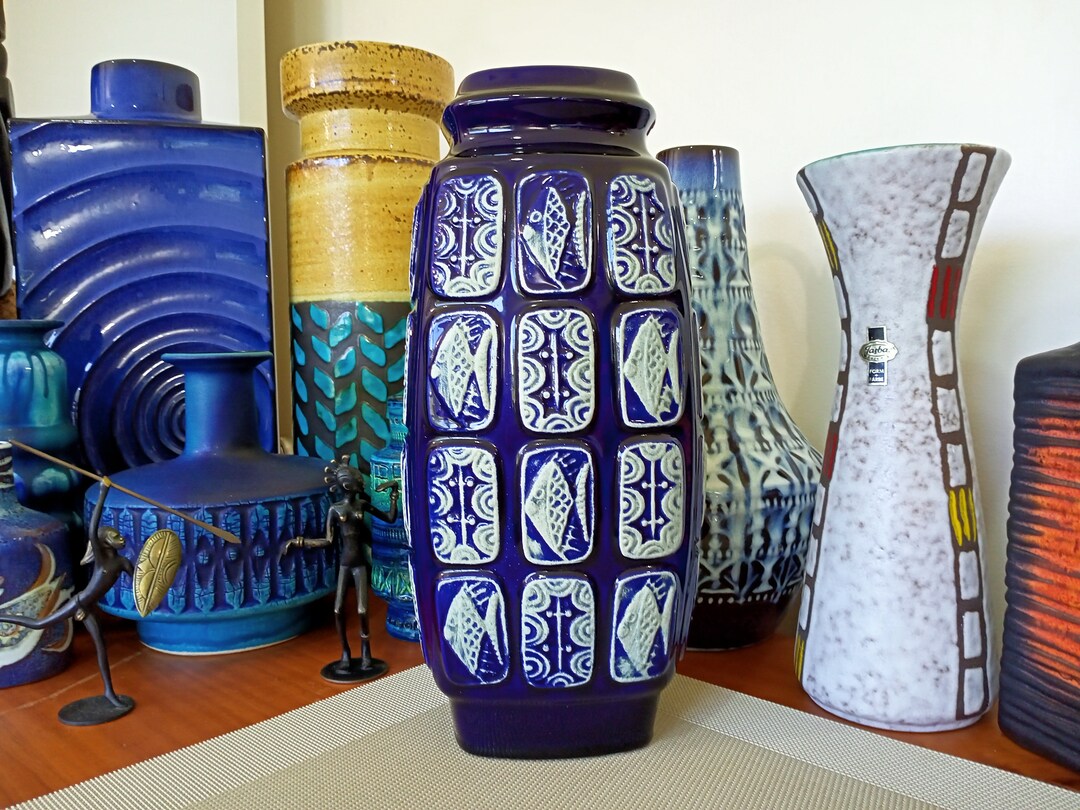 Vintage 1960s Bay Keramik Vase, West German Fat Lava Pottery