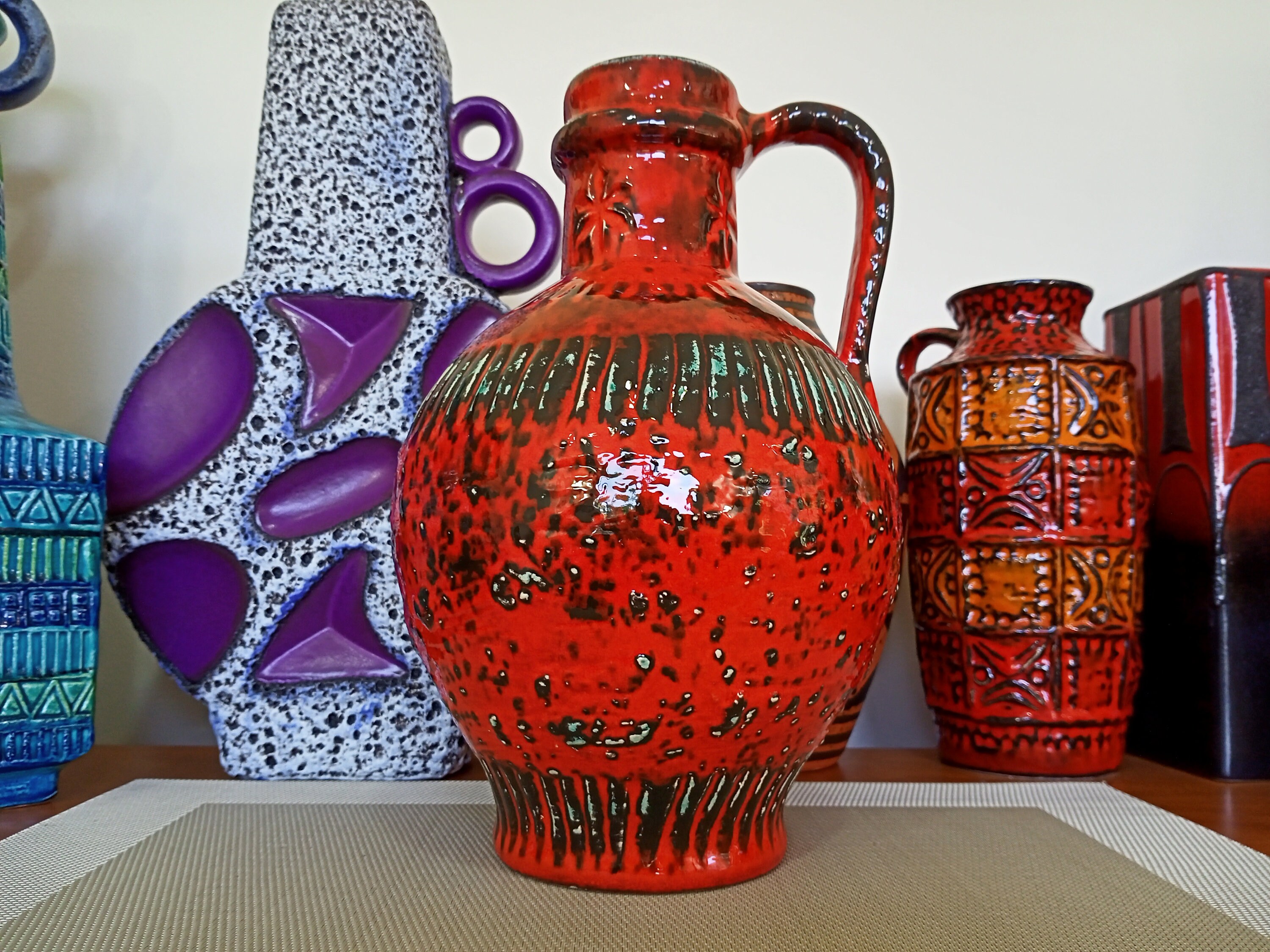 Vintage 1960's Ceramic Vase, West German Fat Lava Pottery, Retro