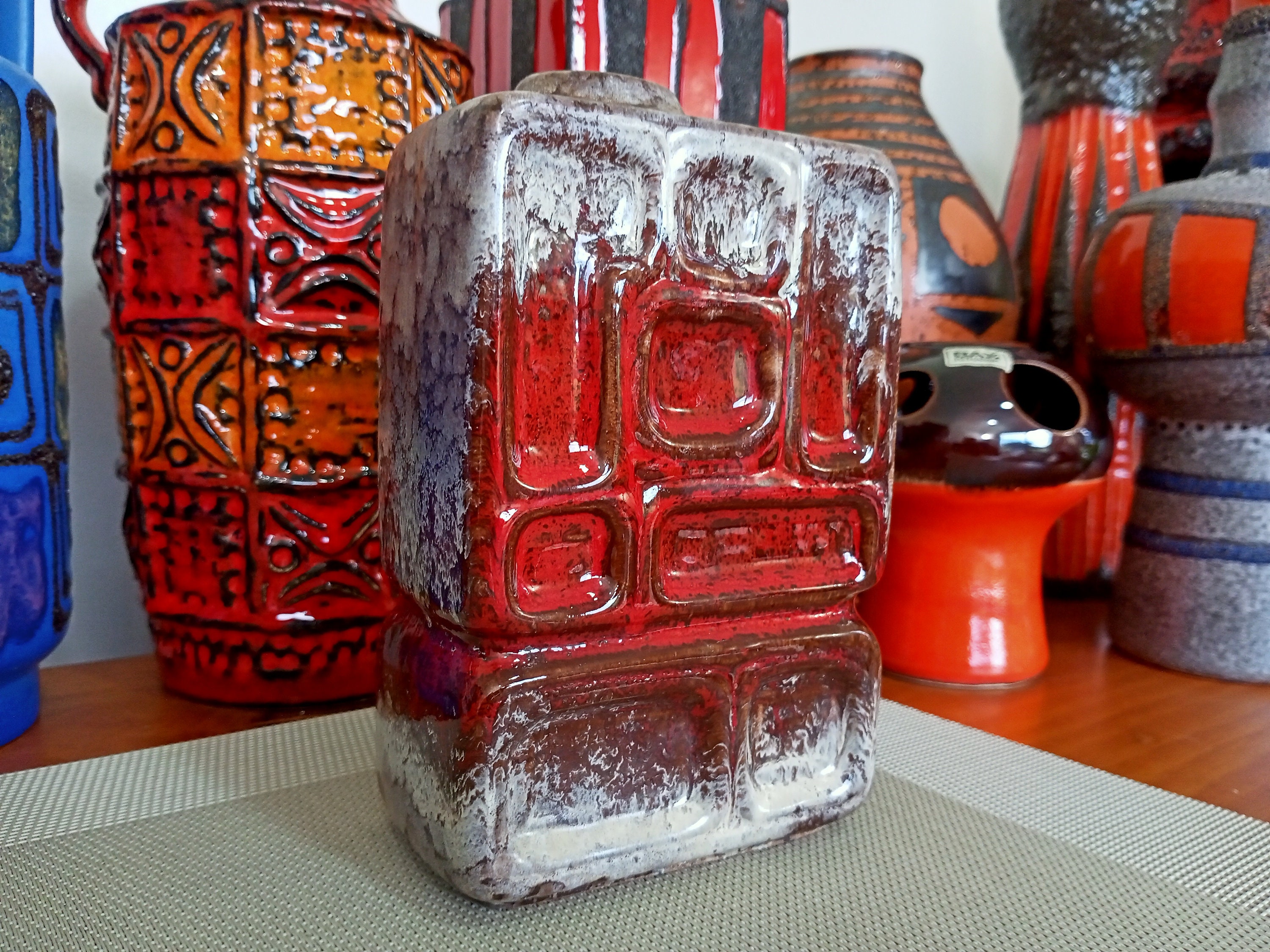 Vintage 1960's Vase, East German Fat Lava Pottery, Retro Mid