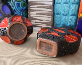 Vintage 1970's Roth Keramik Vases, West German Fat Lava Pottery