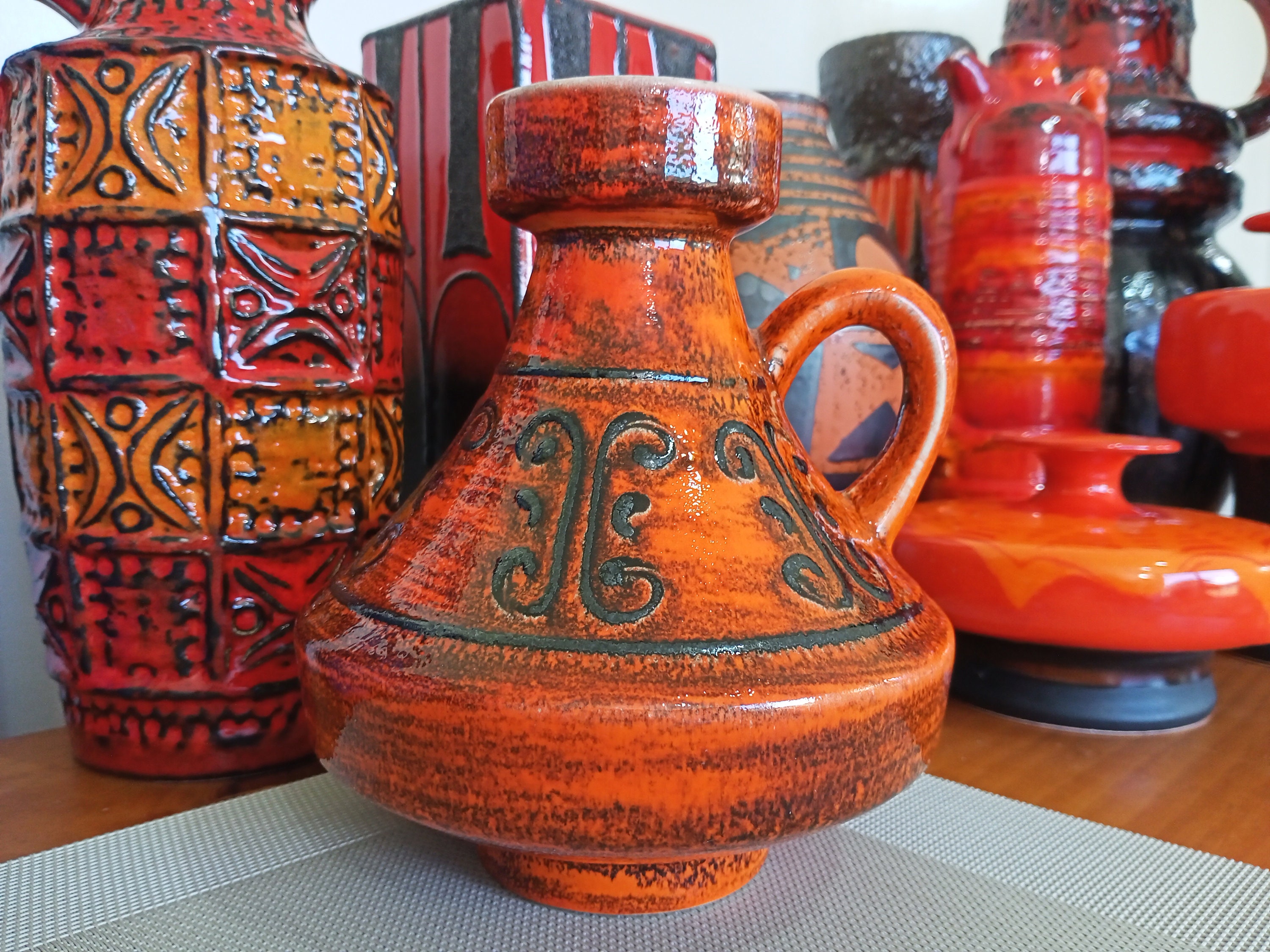 Vintage 1960's Vase, West German Fat Lava Pottery, Retro Mid