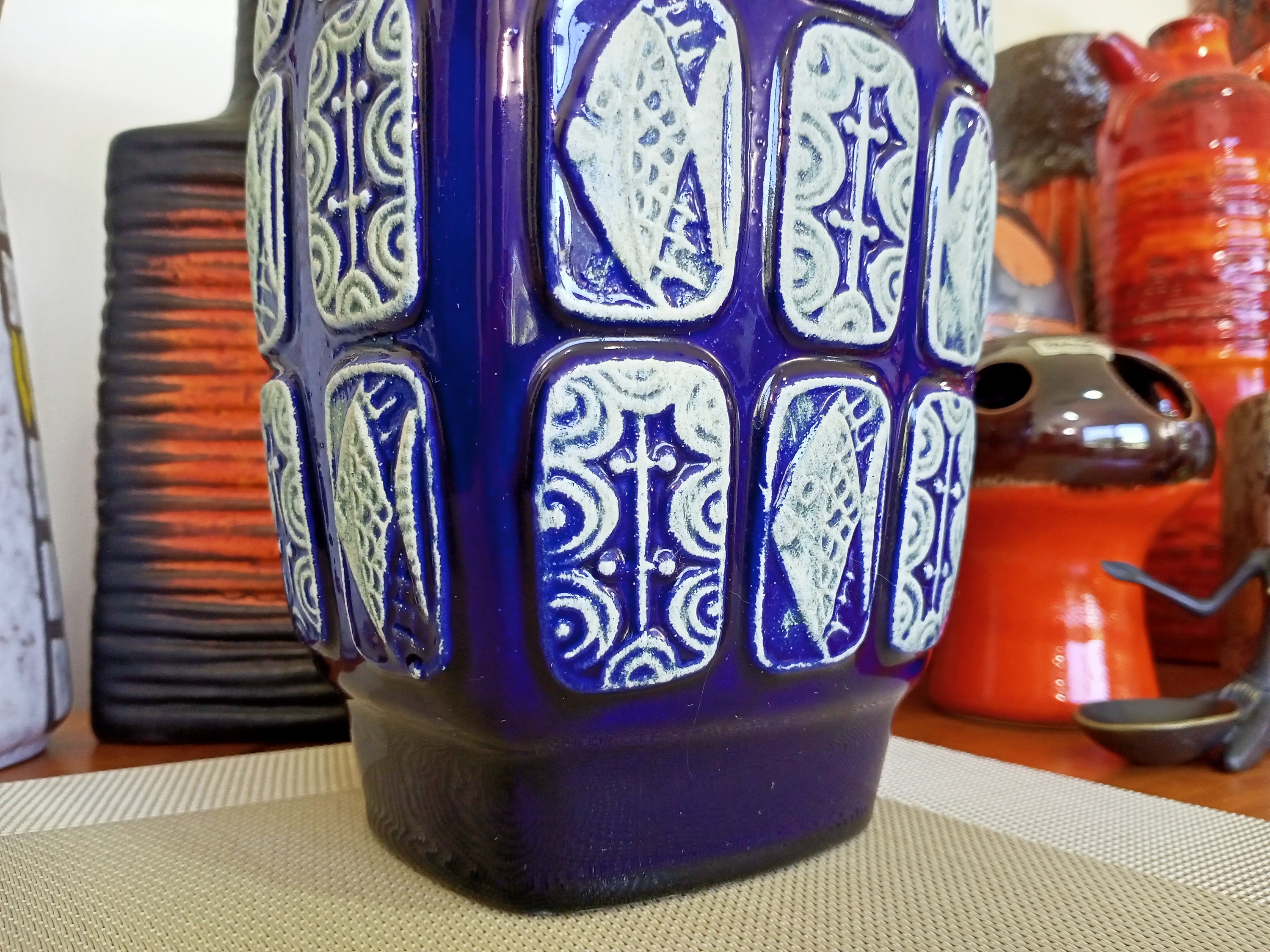 Vintage 1960s Bay Keramik Vase, West German Fat Lava Pottery