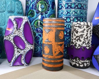 Carstens vintage 1960's ceramic vase, West German fat lava  pottery, retro mid century modern