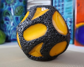 Vintage 1970's Roth Keramik Yellow Vase, Fat Lava Pottery, Retro