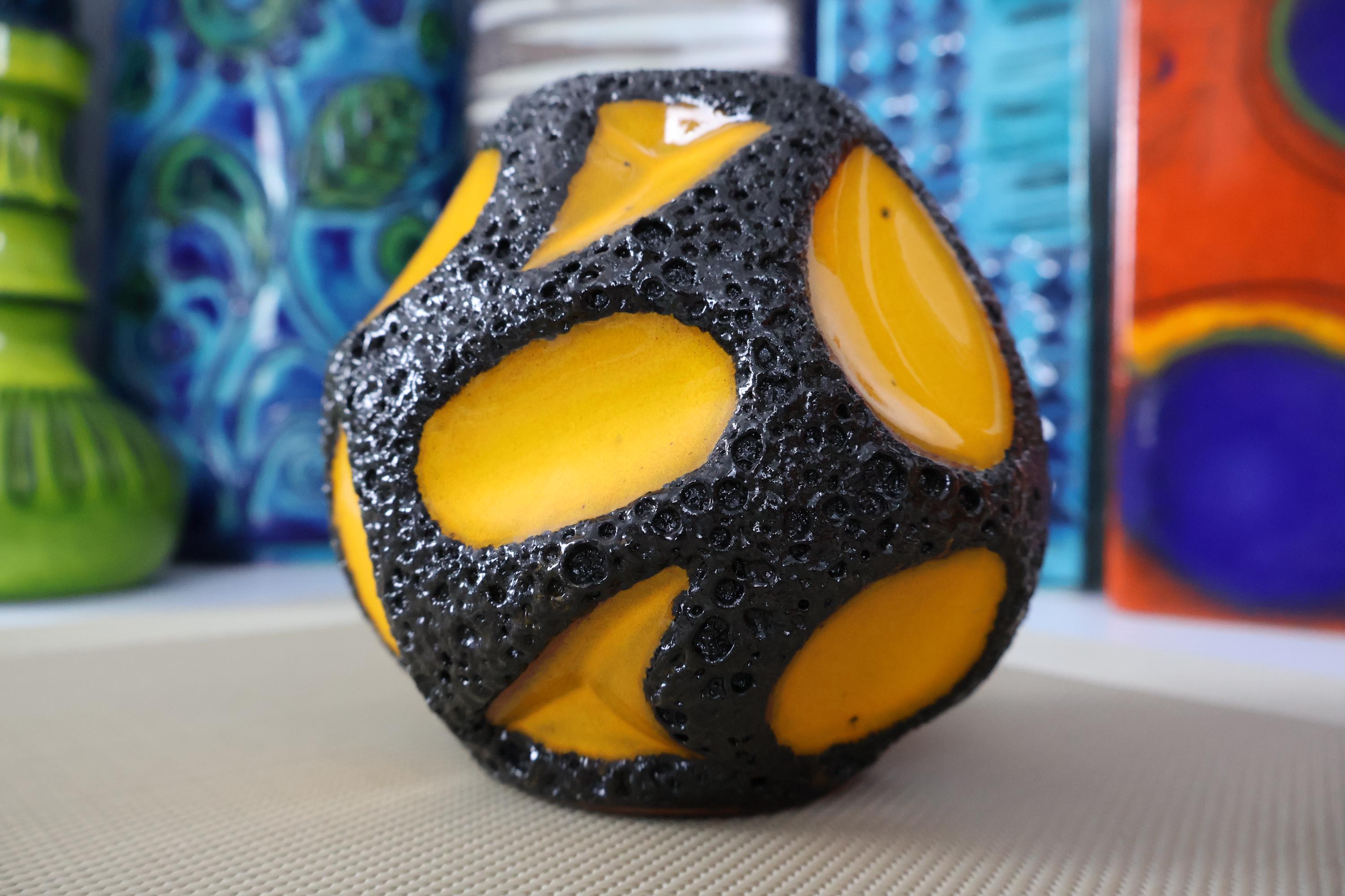 Vintage 1970's Roth Keramik Yellow Vase, Fat Lava Pottery, Retro