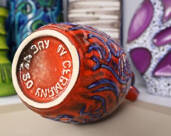 Vintage 1960's Vase, West German Fat Lava Pottery, Retro Mid