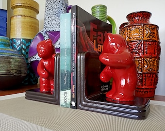 Very rare vintage 1960's bear bookends by Gmundner, fat lava era, lounge dining bar library or office, mid century modern