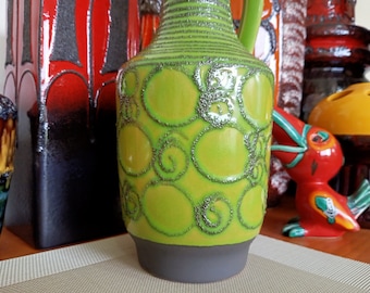 Vintage 1960's Vase, East German Fat Lava Pottery, Retro Abstract