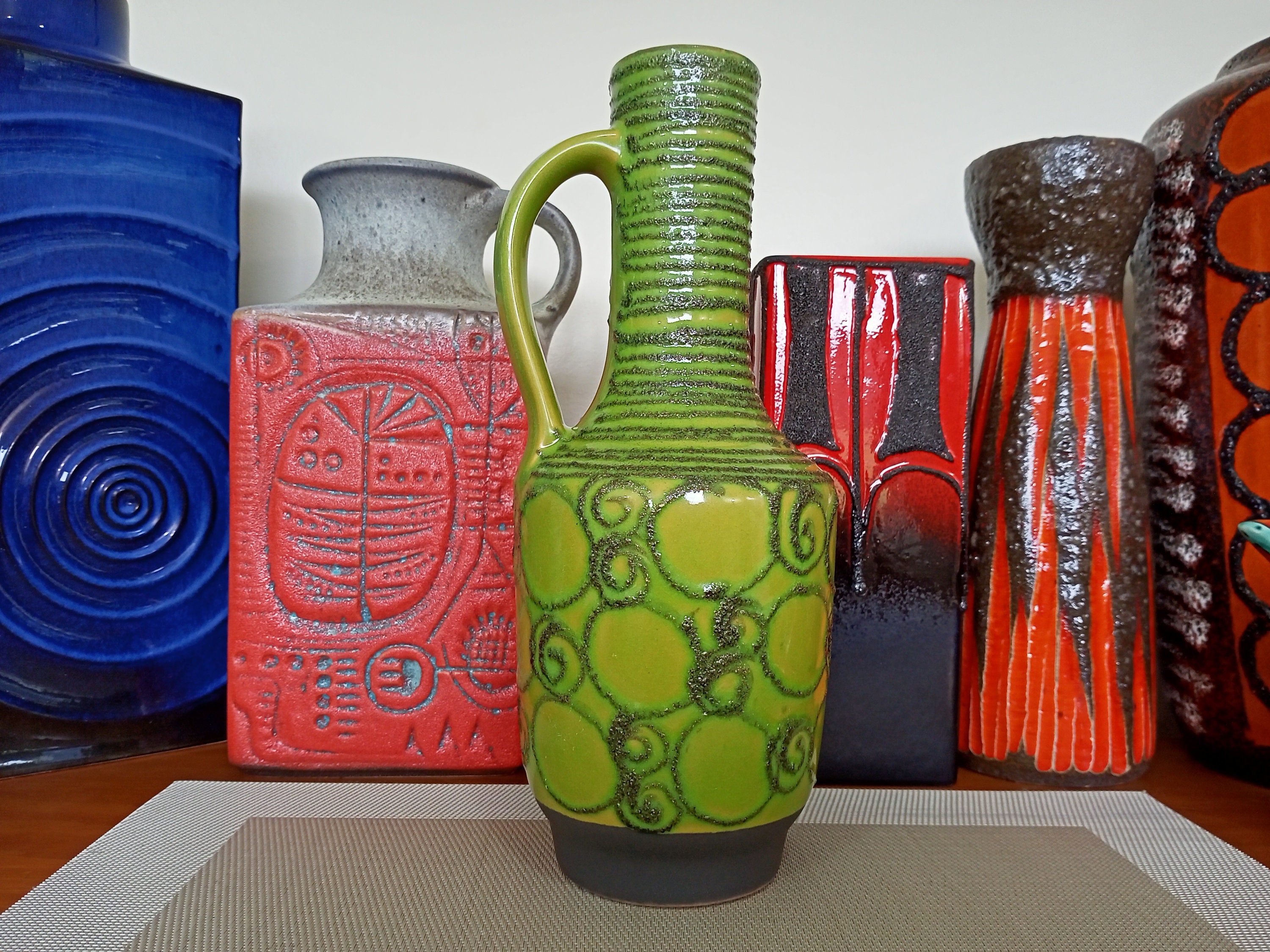 Vintage 1960's Vase, East German Fat Lava Pottery, Retro Abstract