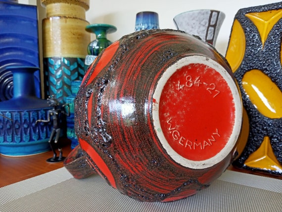 Vintage 1960's Scheurich Ceramic Vase, West German Fat Lava