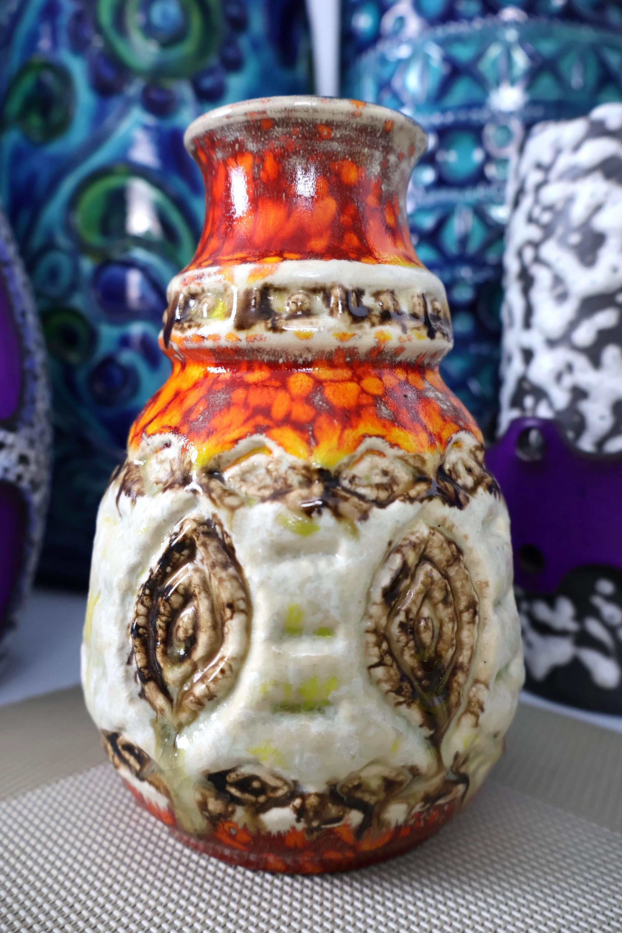 Vintage 1960's Vase, West German Fat Lava Pottery, Retro Mid