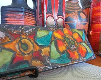 Vintage 1960's Ruscha Wall Plate, West German Fat Lava Pottery