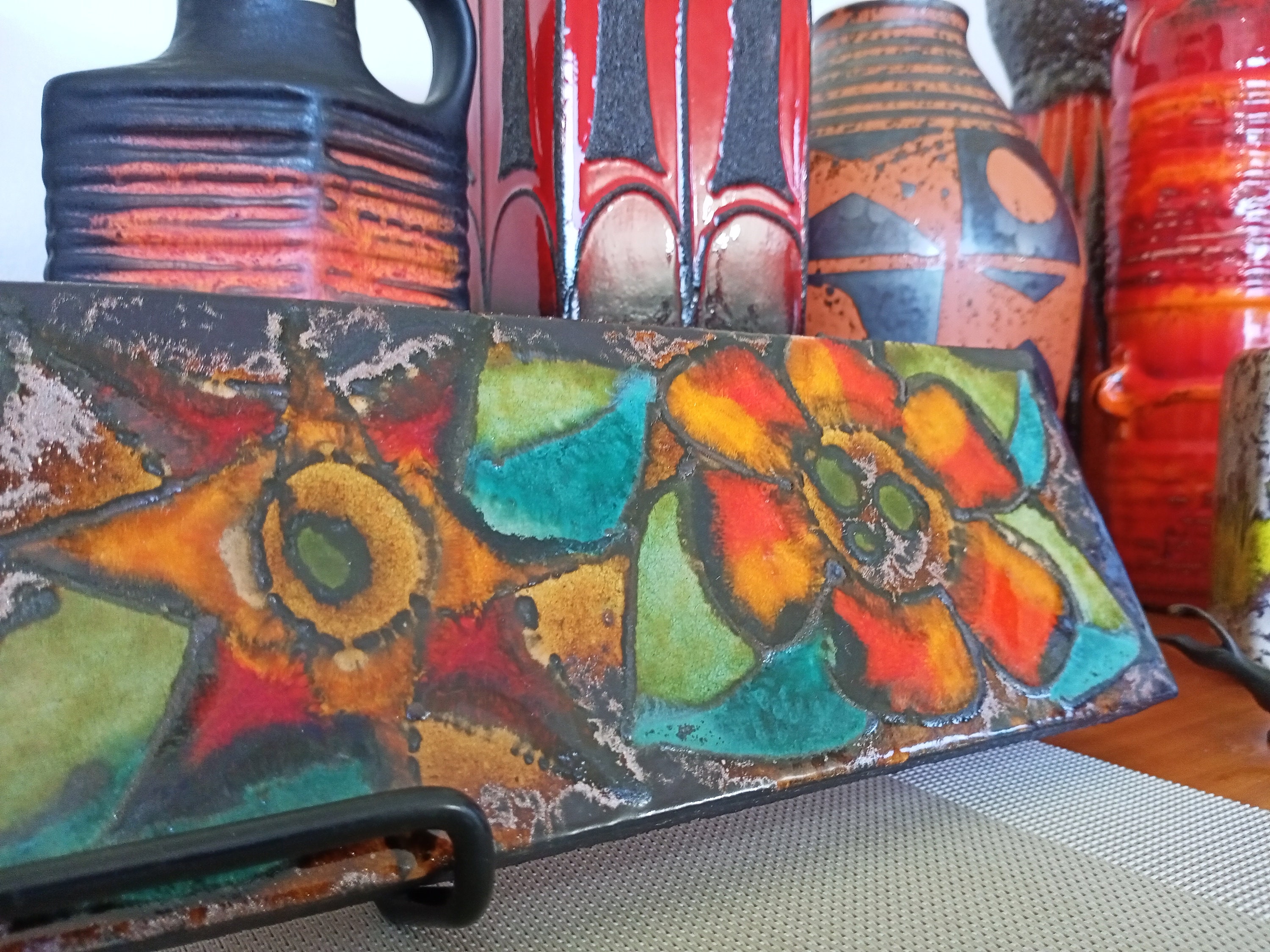 Vintage 1960's Ruscha Wall Plate, West German Fat Lava Pottery