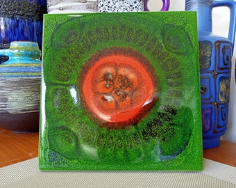 A Vintage 60's Wall Plate, West German Pottery, Fat Lava Wall Art