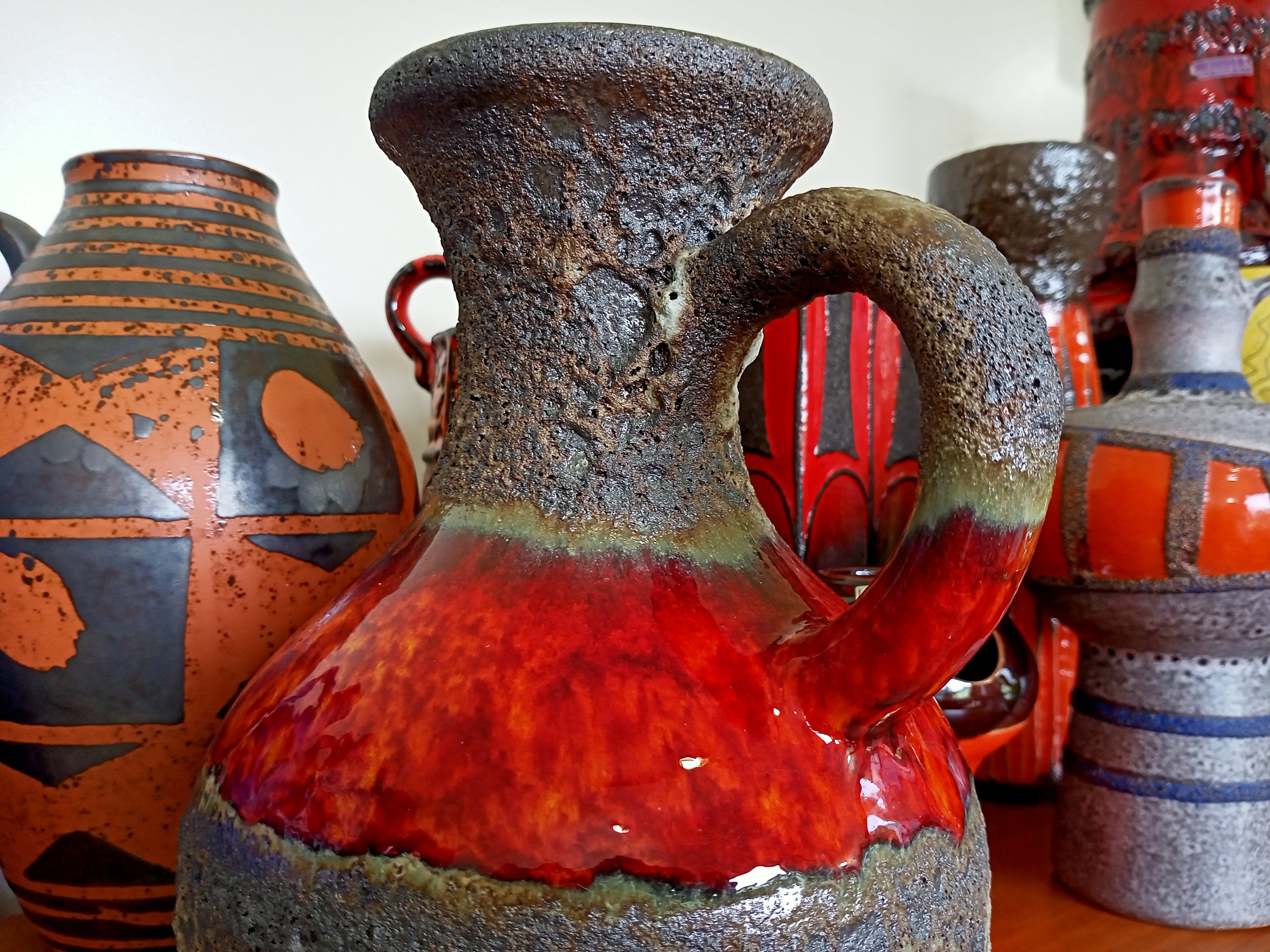 Vintage 1960's Vase, West German Fat Lava Pottery, Retro Mid
