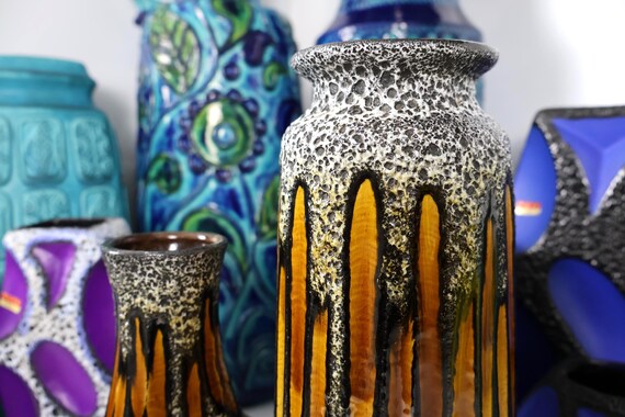 Vintage 1960's Scheurich Vases, West German Fat Lava Pottery