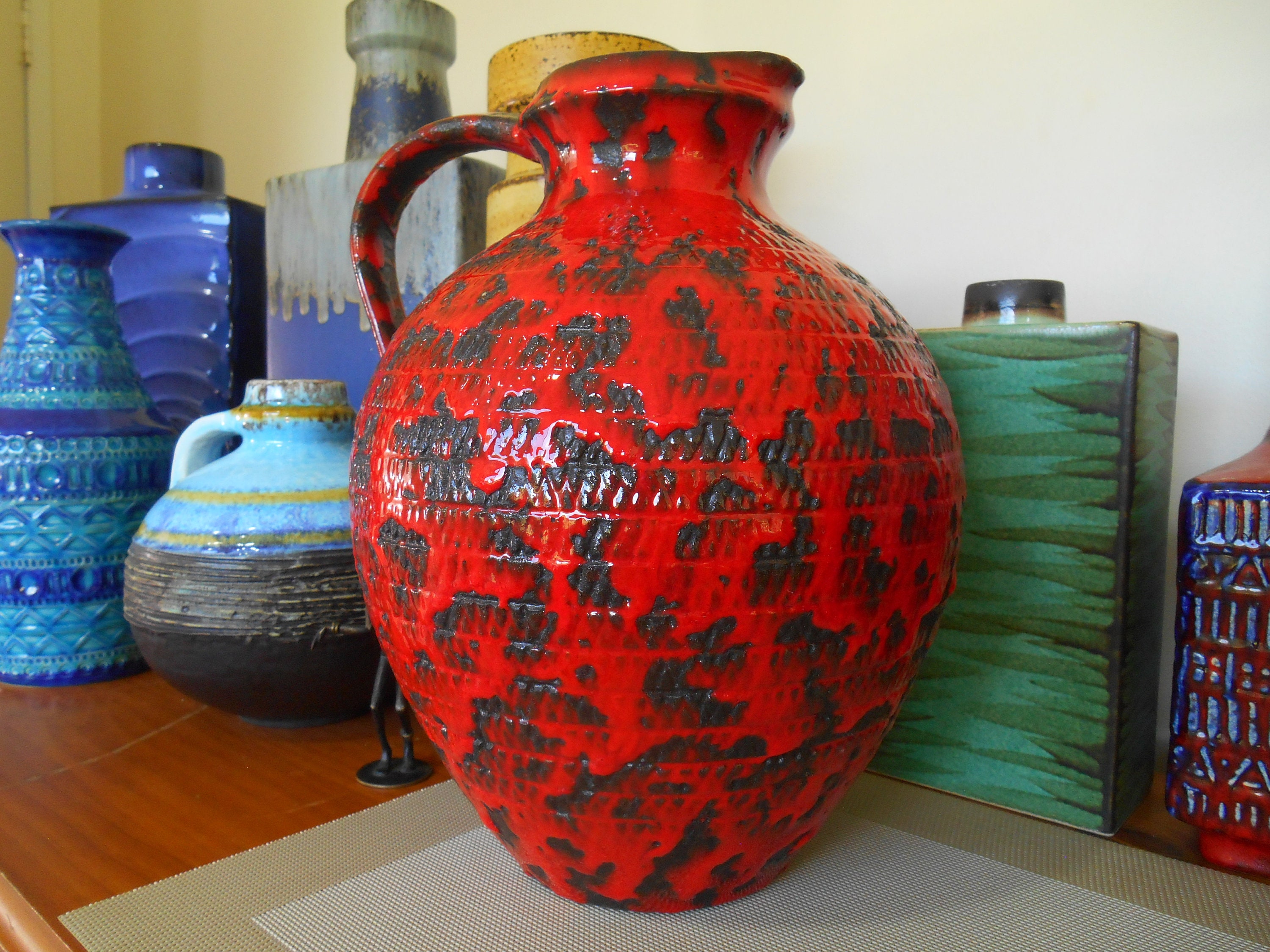 Vintage 1960's West German Fat Lava Vase by FOHR, Retro Mid