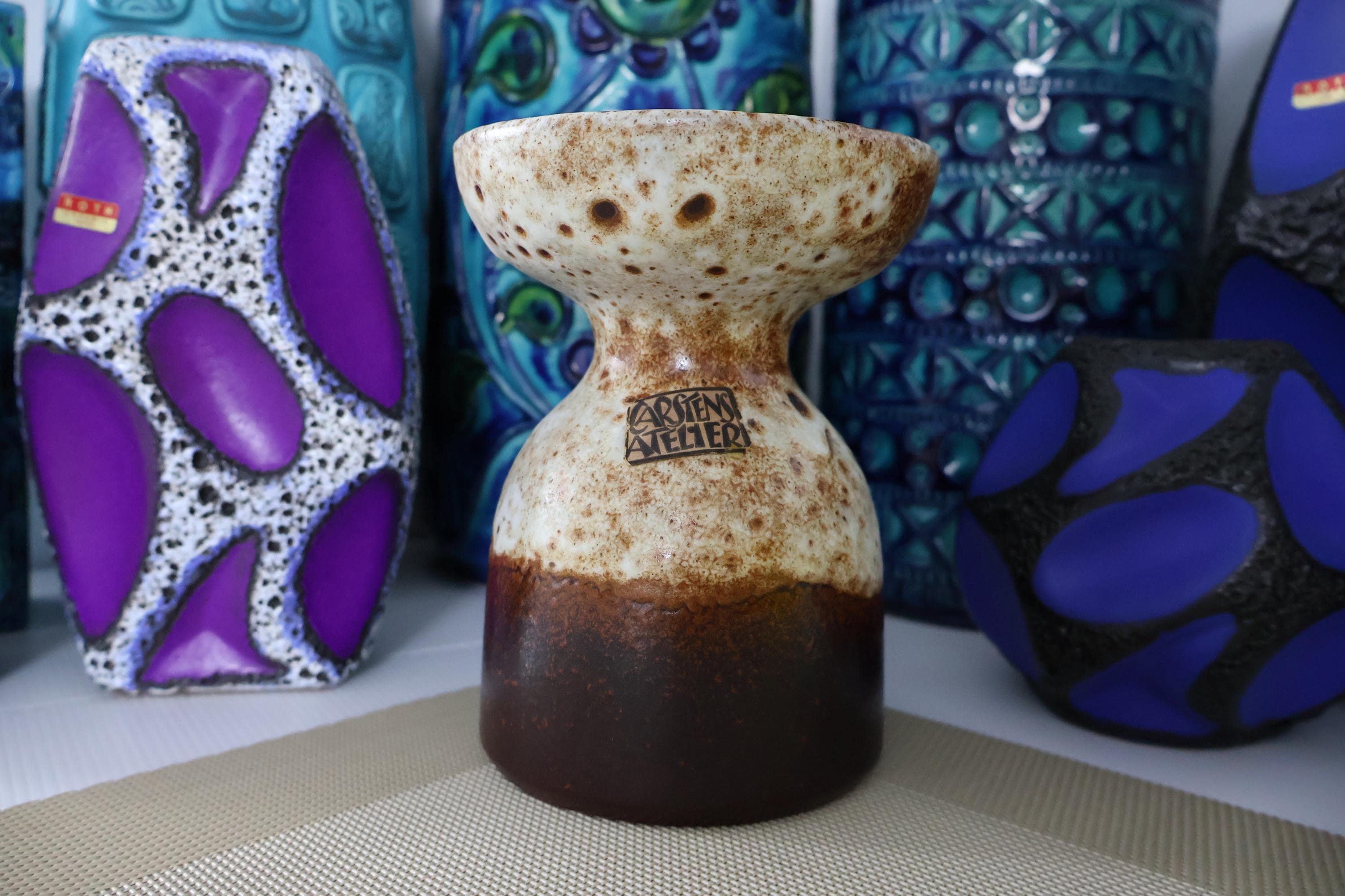 Carstens Vintage 1960's Candle Holder, West German Fat Lava