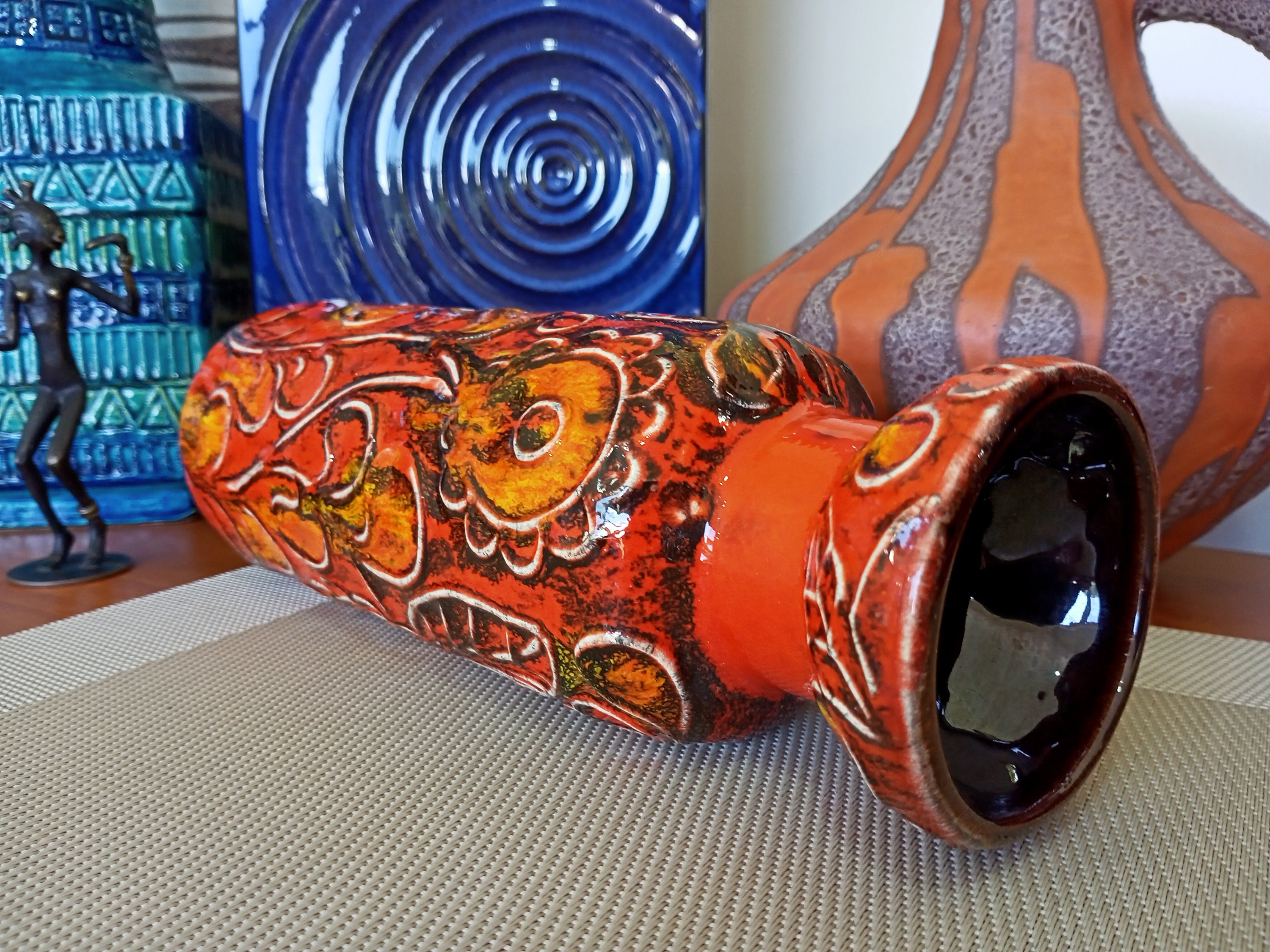 Vintage 1960's Bay Keramik Vase, West German Fat Lava Pottery