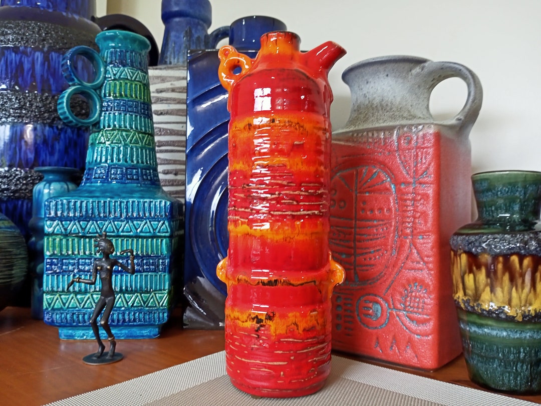 A Vintage 1960's Vase, West German Pottery, Fat Lava by