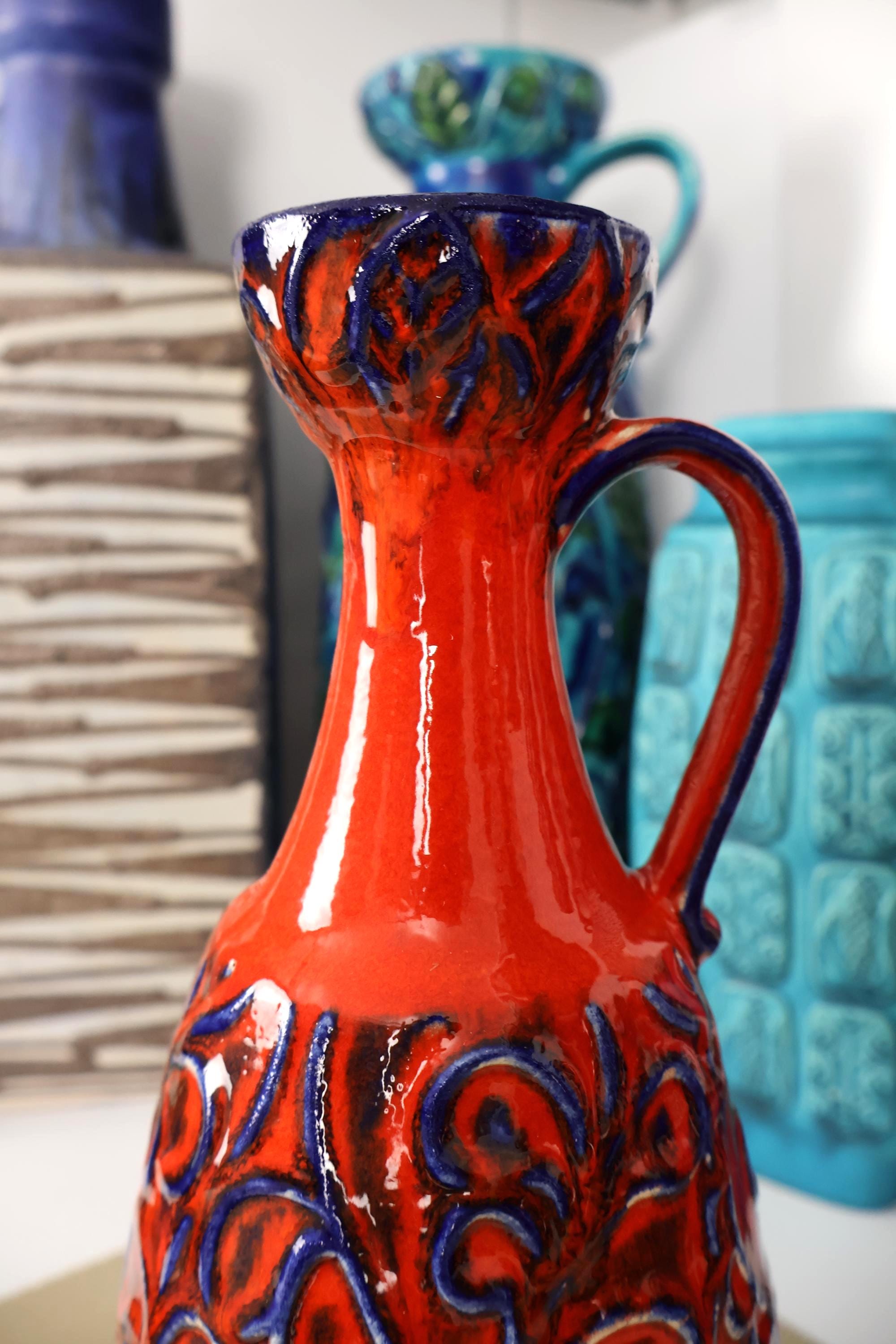 Vintage 1960's Vase, West German Fat Lava Pottery, Retro Mid