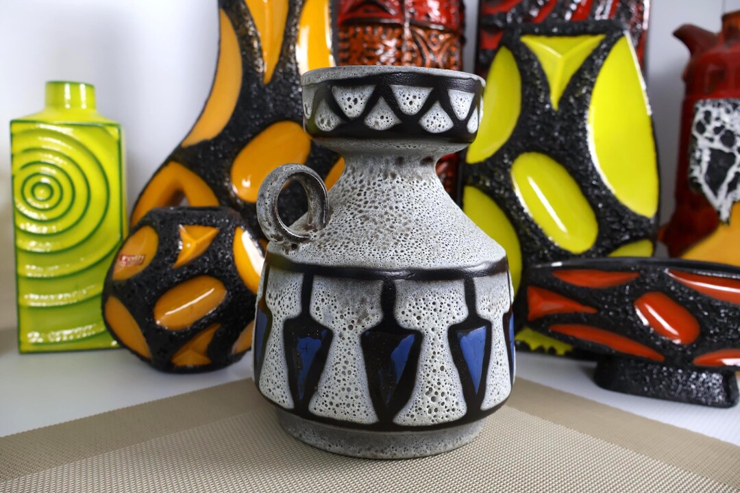 Vintage 1960's Vase, Austrian Fat Lava Pottery, Retro Mid Century