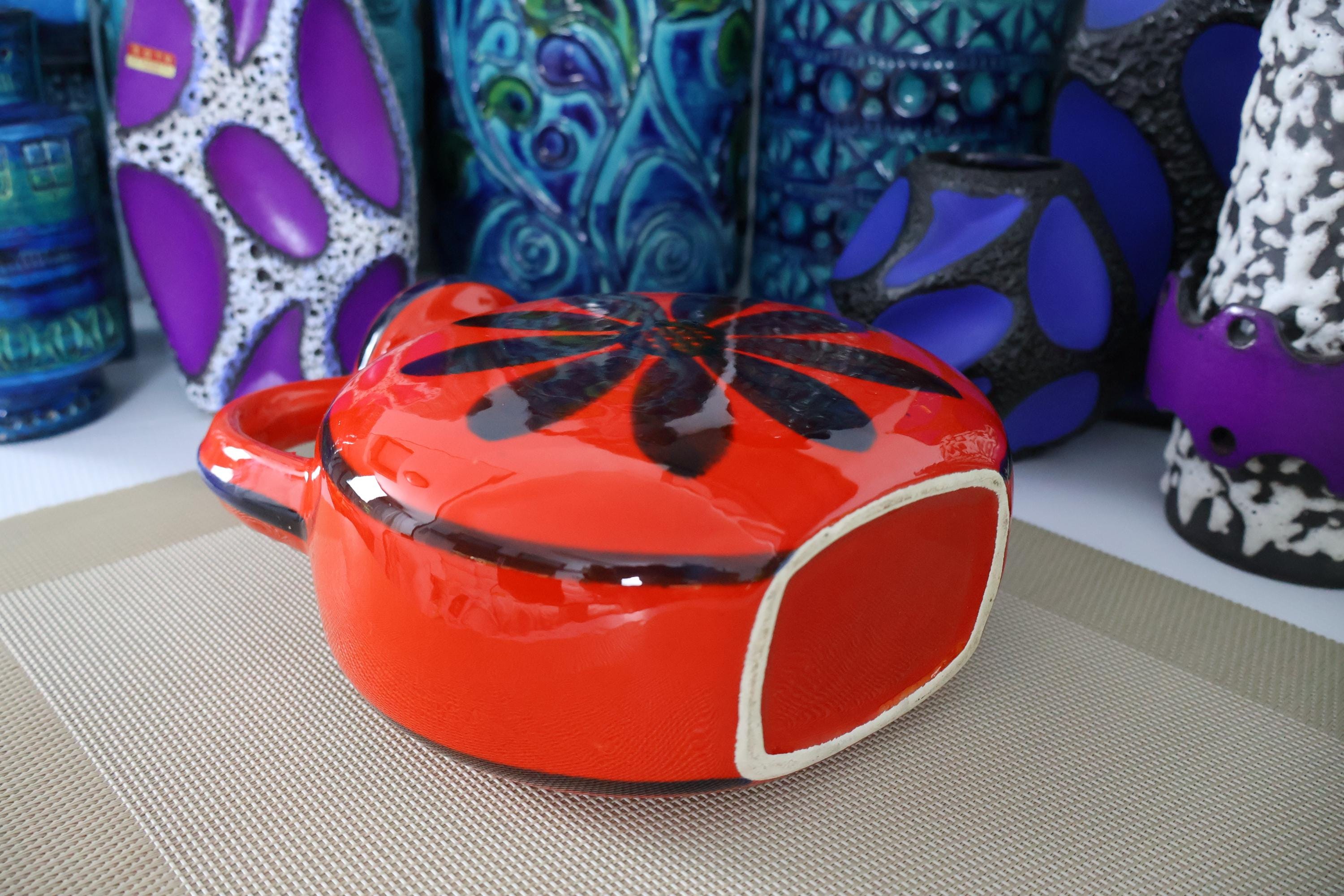 Vintage 1960's Candle Holder, Fat Lava Era Pottery, Retro Mid