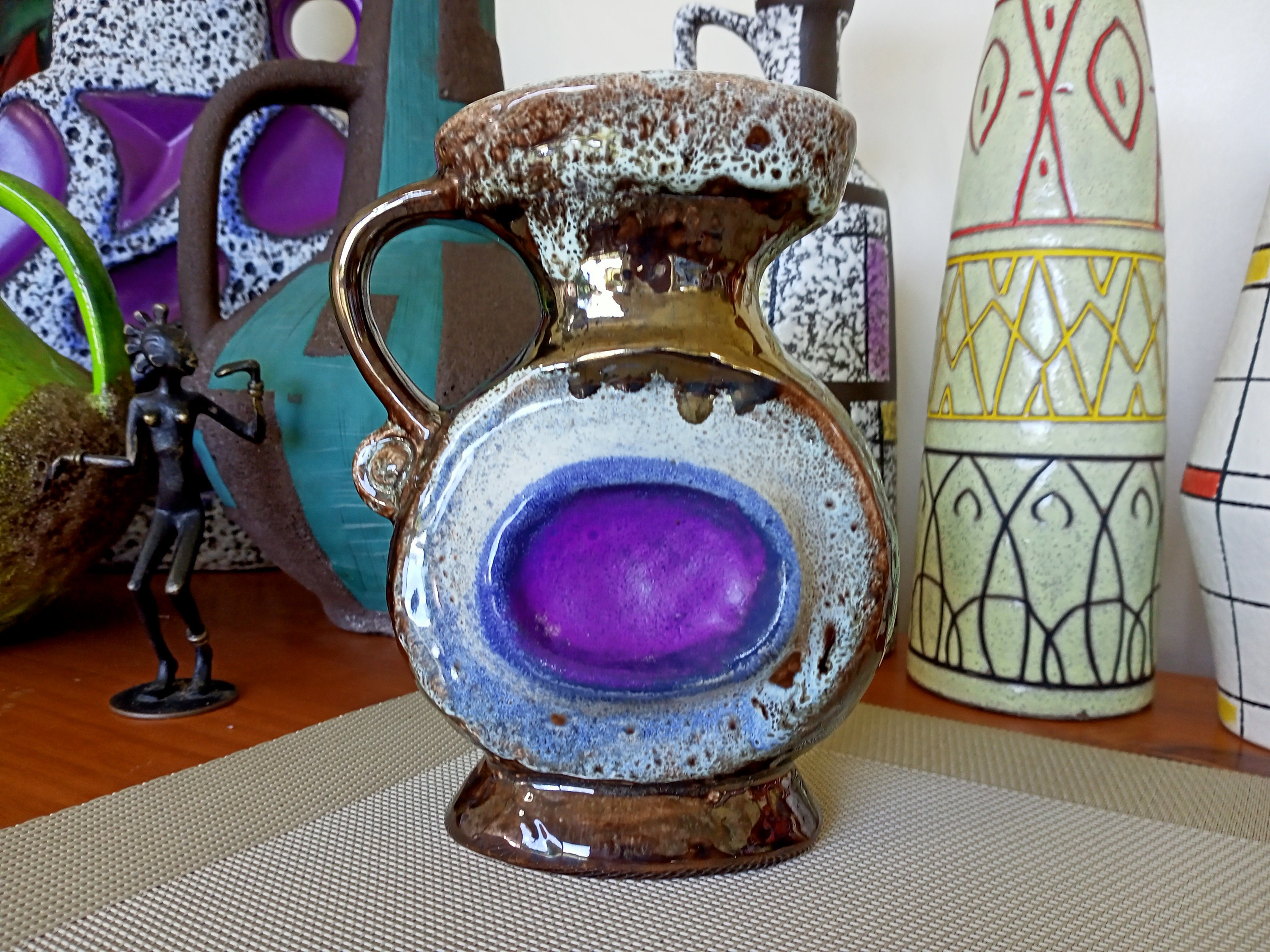 Vintage 1960's Purple Vase, West German Fat Lava Pottery, Retro