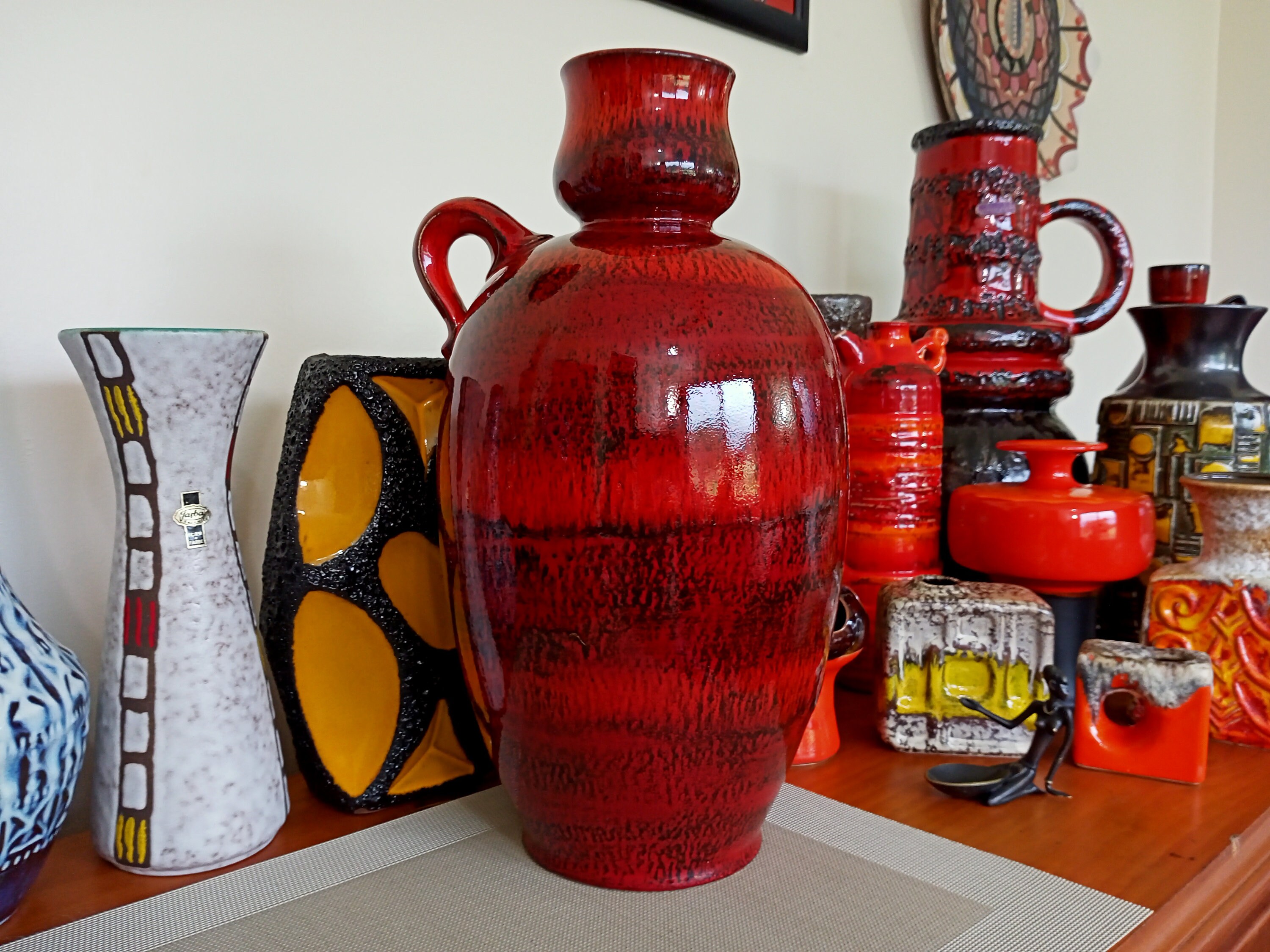 A Vintage 1960's Ruscha Vase, West German Pottery, Fat Lava