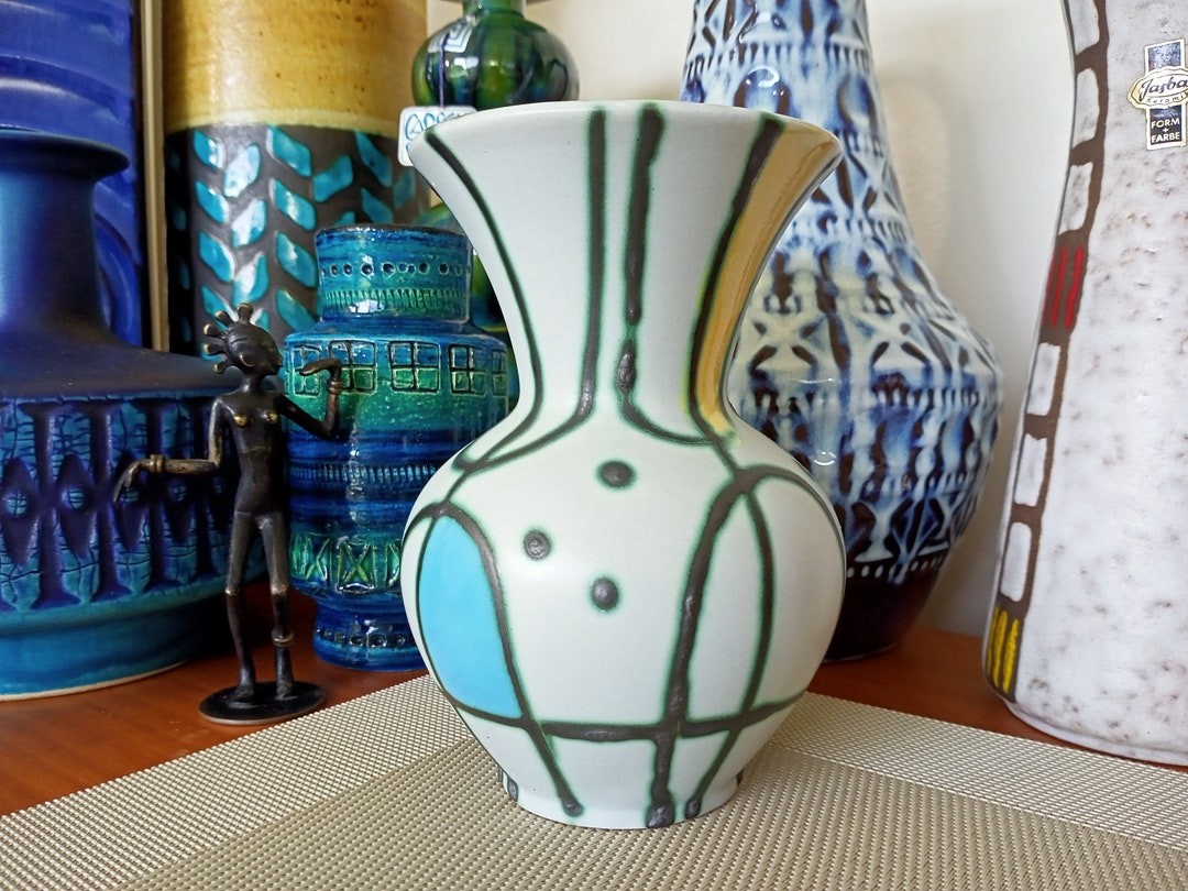 Vintage 1960's Ceramic Vase, West German Fat Lava Pottery, Retro