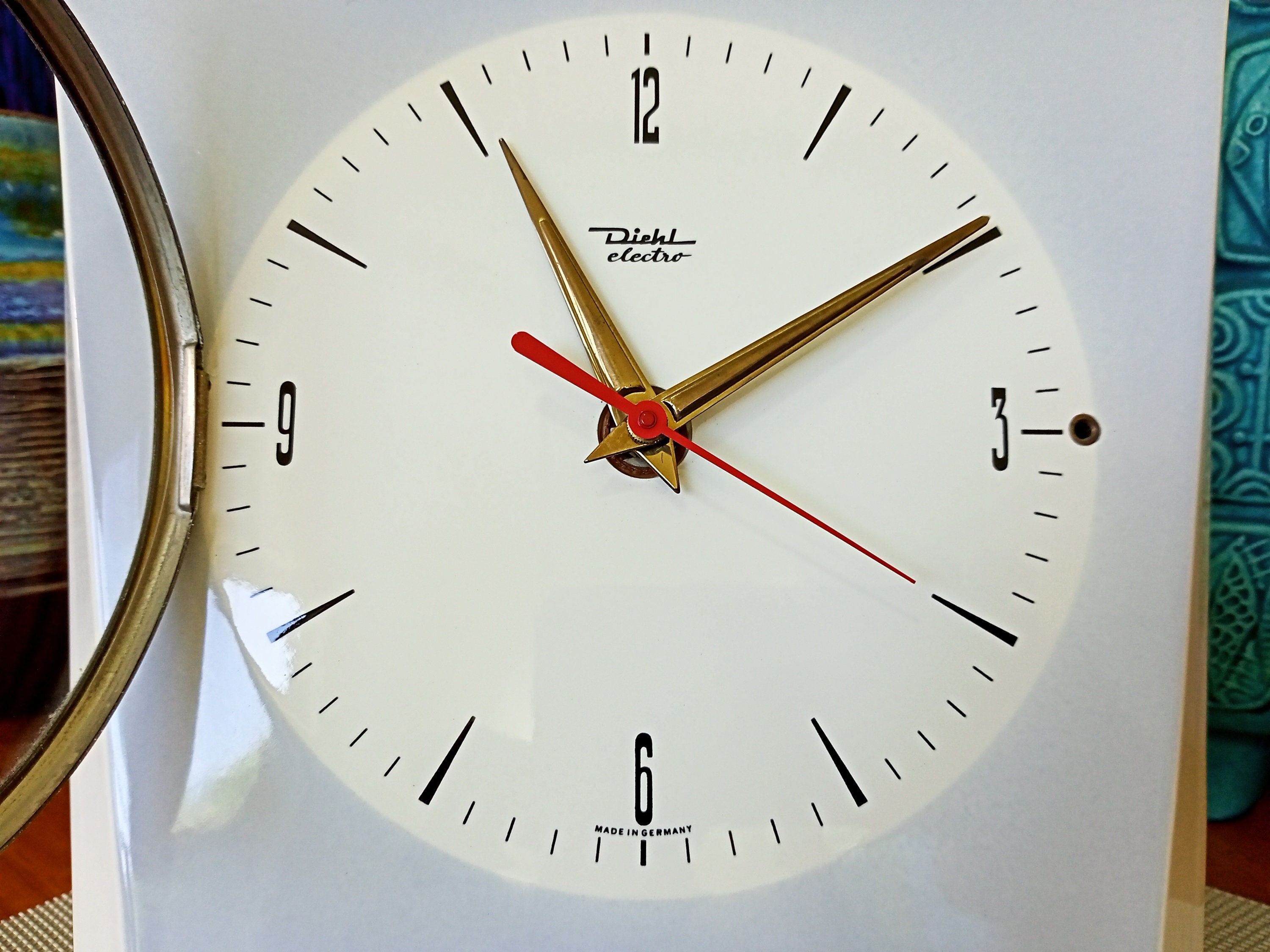 Vintage 1960's Diehl Wall Clock, West German Pottery, Retro Mid