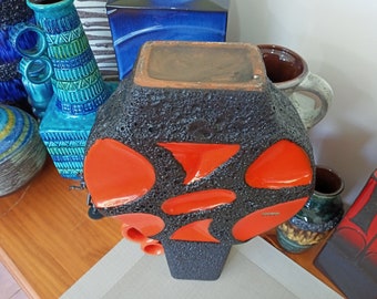 Vintage 1970's Roth Keramik Banjo Vase, Fat Lava Pottery, Retro
