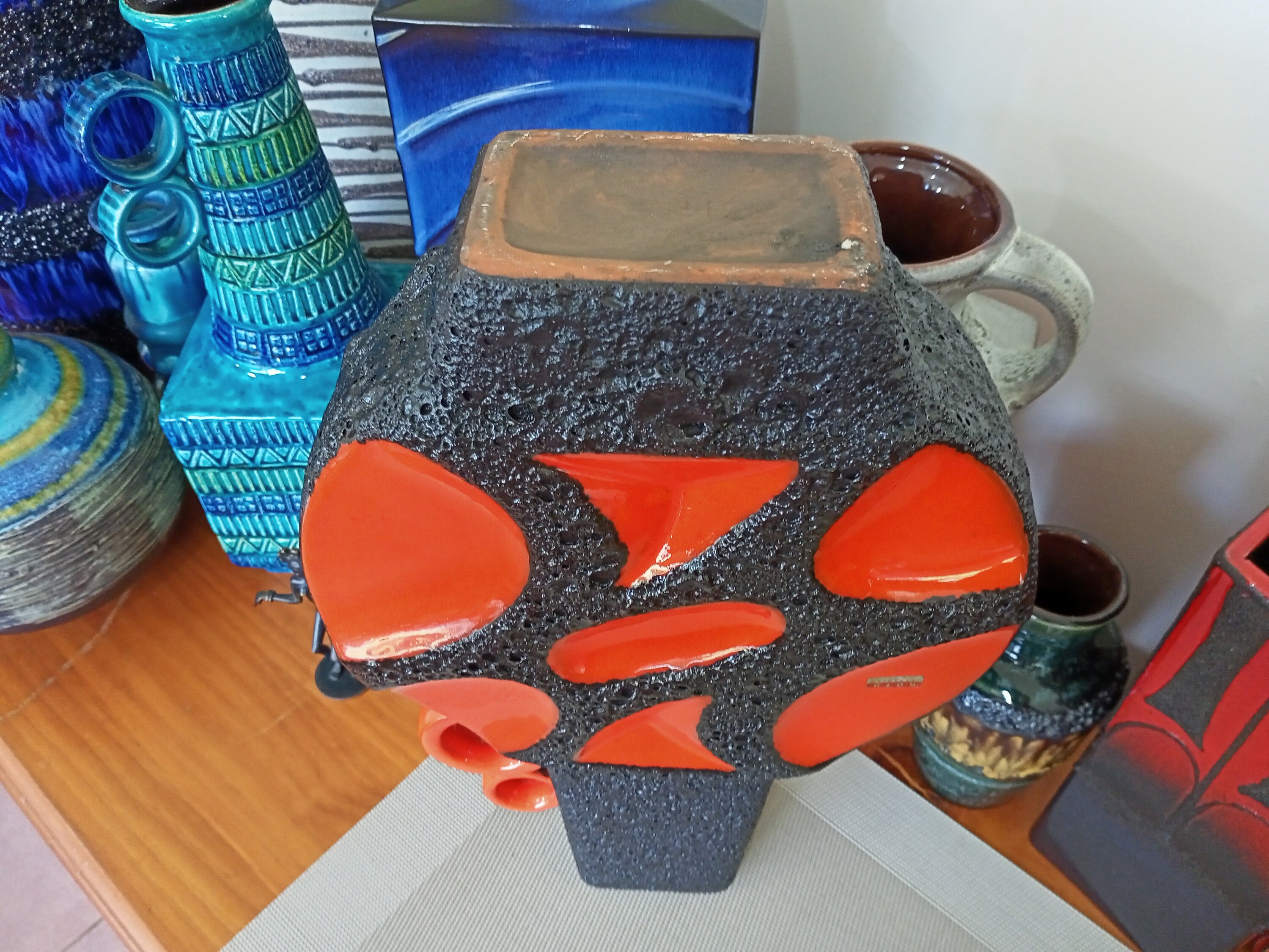 Vintage 1970's Roth Keramik Banjo Vase, Fat Lava Pottery, Retro