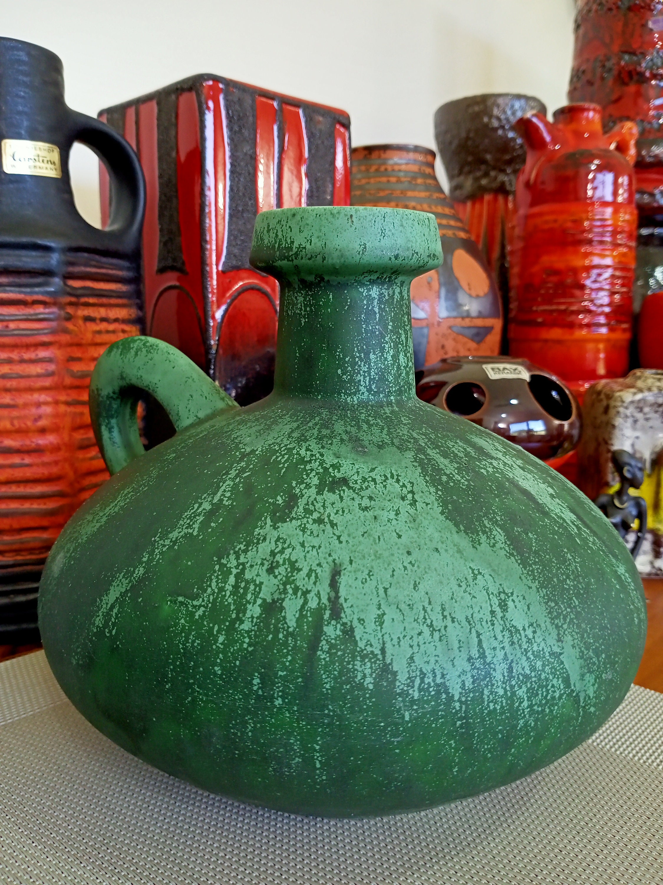 1960 年代のヴィンテージ花瓶、西ドイツの陶器、ファット ラバ時代