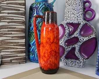 Vintage 1970's Scheurich Vase, West German Fat Lava Pottery, Retro