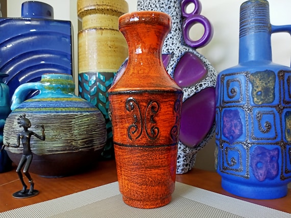Vintage 1960's Vase, West German Fat Lava Pottery, Retro Mid