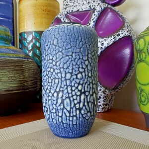 A vintage 1960&#39;s vase, East German pottery by Kiessling, fat lava for the lounge dining bedroom or office, retro abstract mid century modern