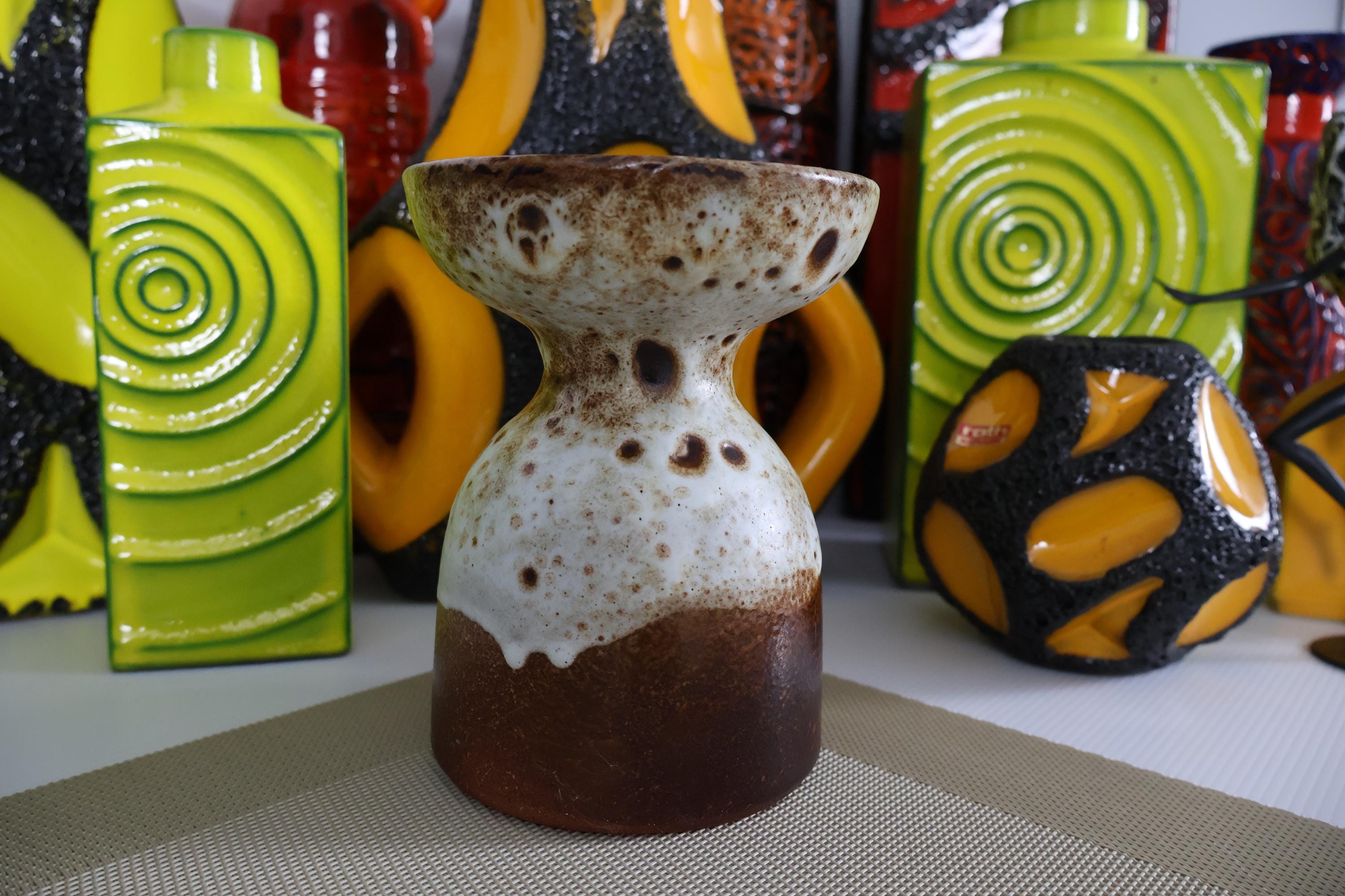 Carstens Vintage 1960's Candle Holder, West German Fat Lava