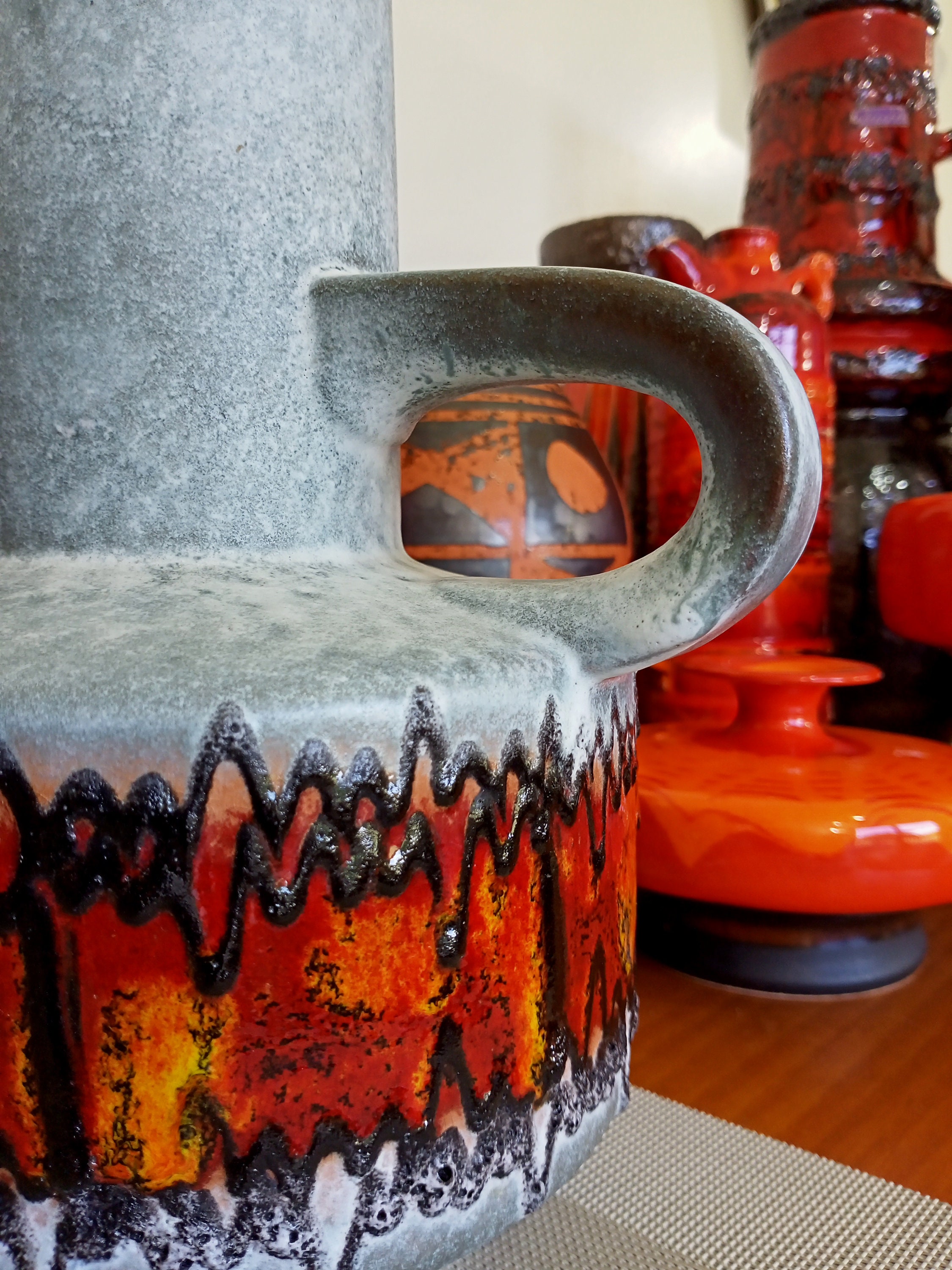 Vintage 1960's Vase, Carstens West German Fat Lava Pottery, Retro