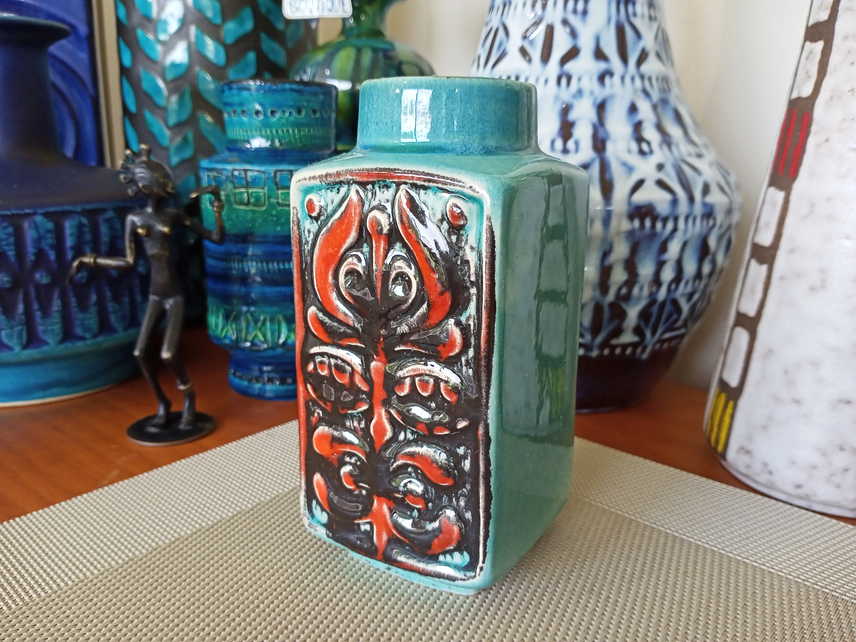Vintage 1960's Bay Keramik Vase, West German Fat Lava Pottery
