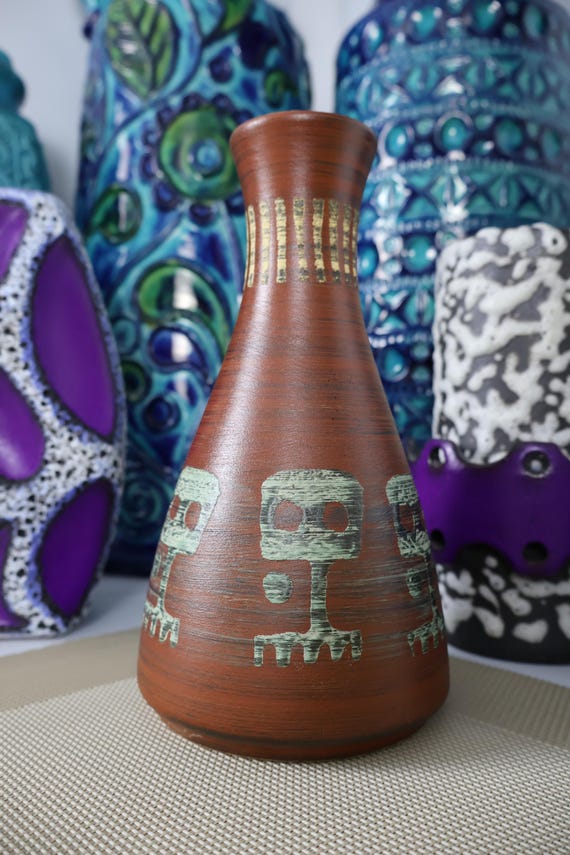 1960年代のヴィンテージ陶器の花瓶、西ドイツの溶岩陶器、レトロな